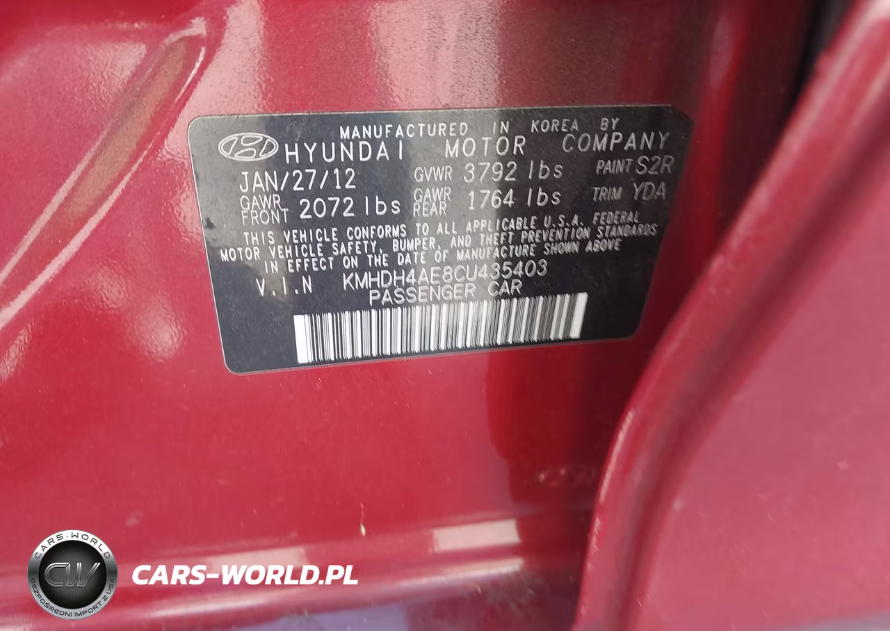 2012 Hyundai Elantra Gls (Ulsan Plant) VIN:KMHDH4AE8CU435403 - 9