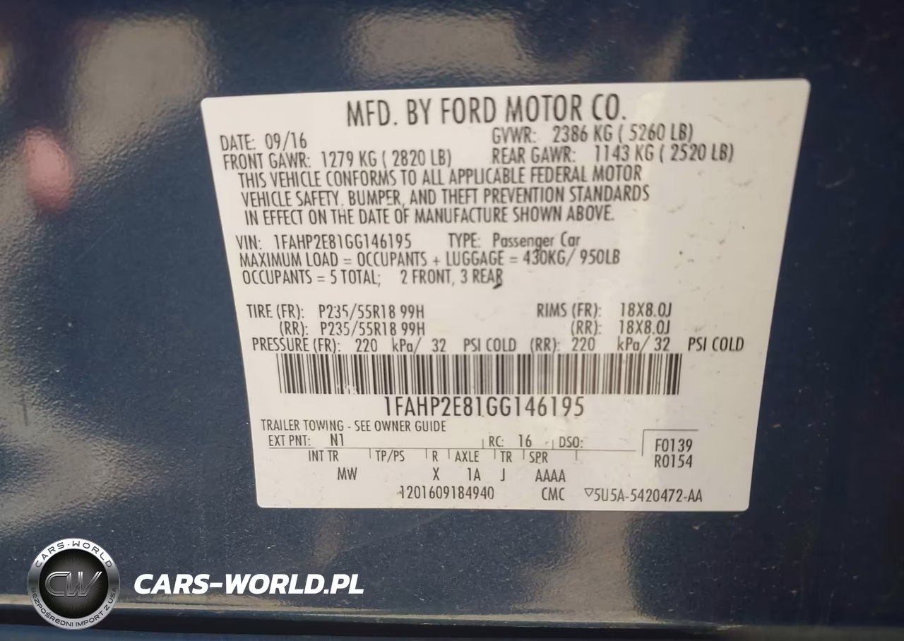 FORD TAURUS SEL VIN:1FAHP2E81GG146195 - 9