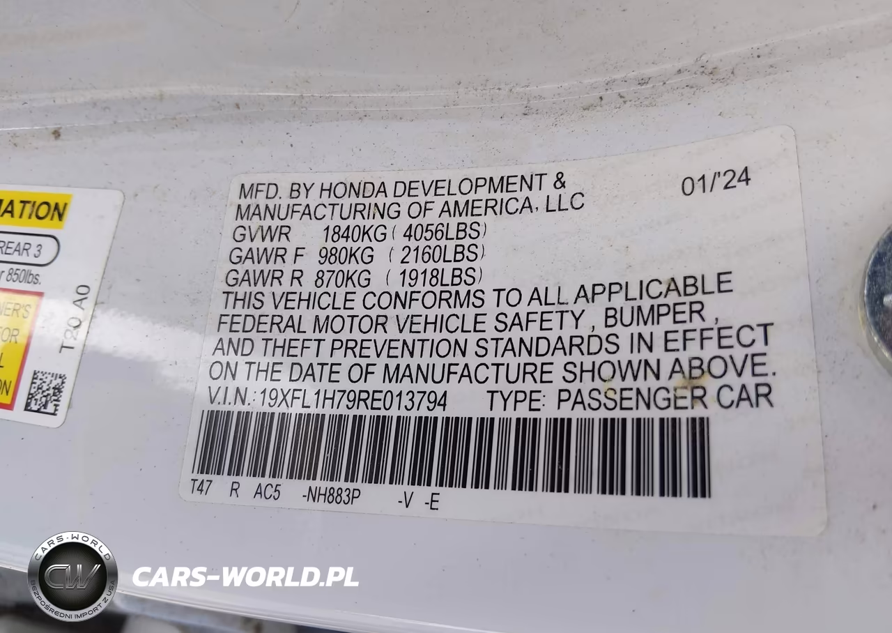 2024 Honda Civic Ex-L VIN:19XFL1H79RE013794 - 9