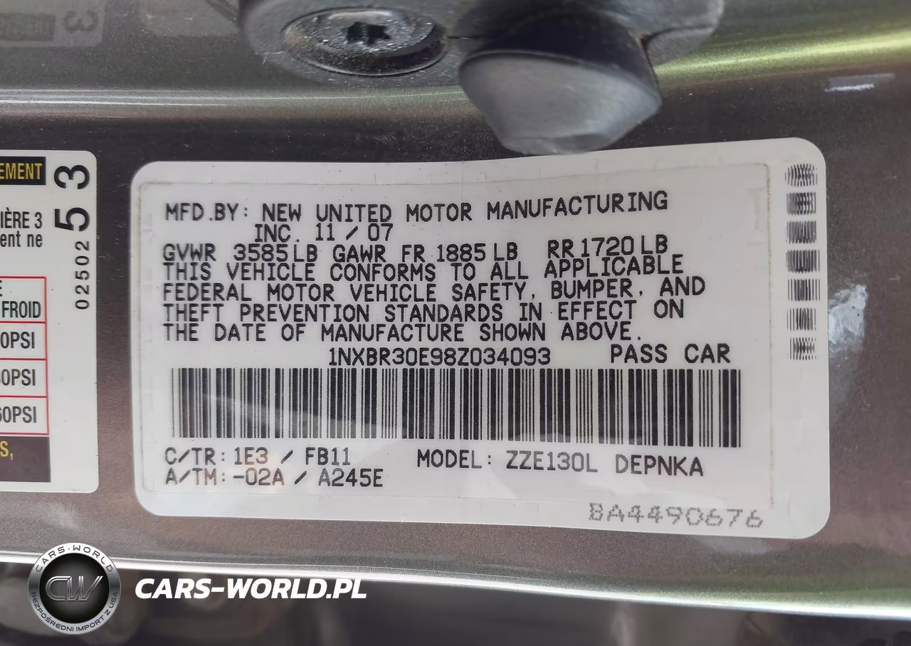 2008 Toyota Corolla Le VIN:1NXBR30E98Z034093 - 9