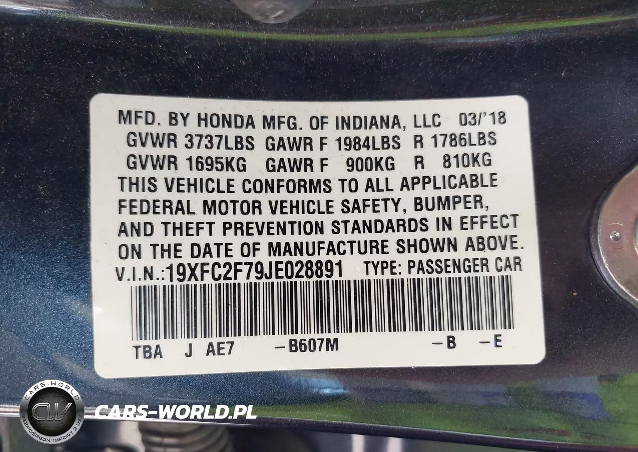 2018 Honda Civic Ex VIN:19XFC2F79JE028891 - 9