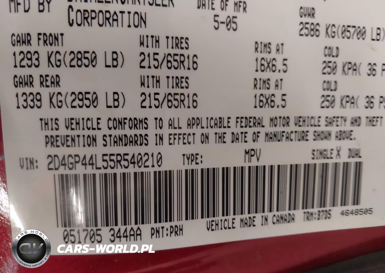 2005 Dodge Grand Caravan Sxt VIN:2D4GP44L55R540210 - 9