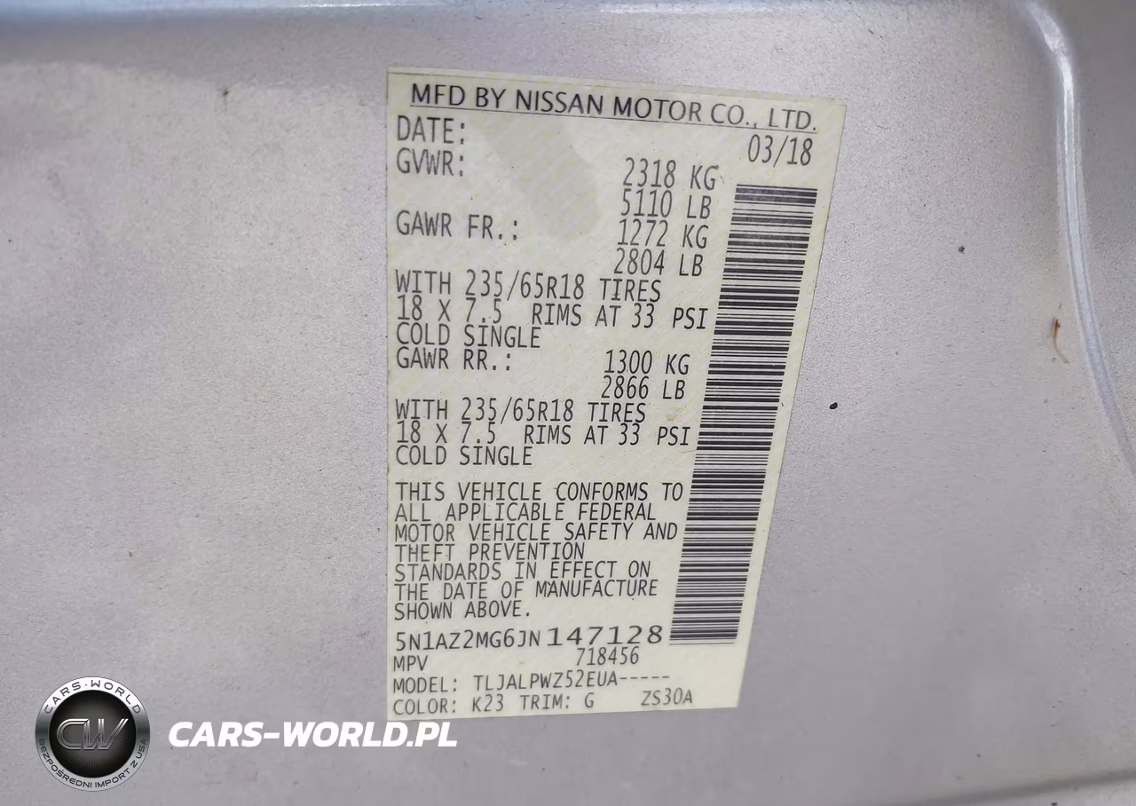 2018 Nissan Murano S VIN:5N1AZ2MG6JN147128 - 9