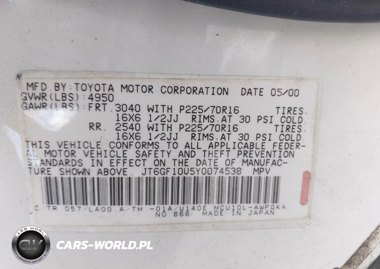 2000 Lexus Rx 300 VIN:JT6GF10U5Y0074538 - 9