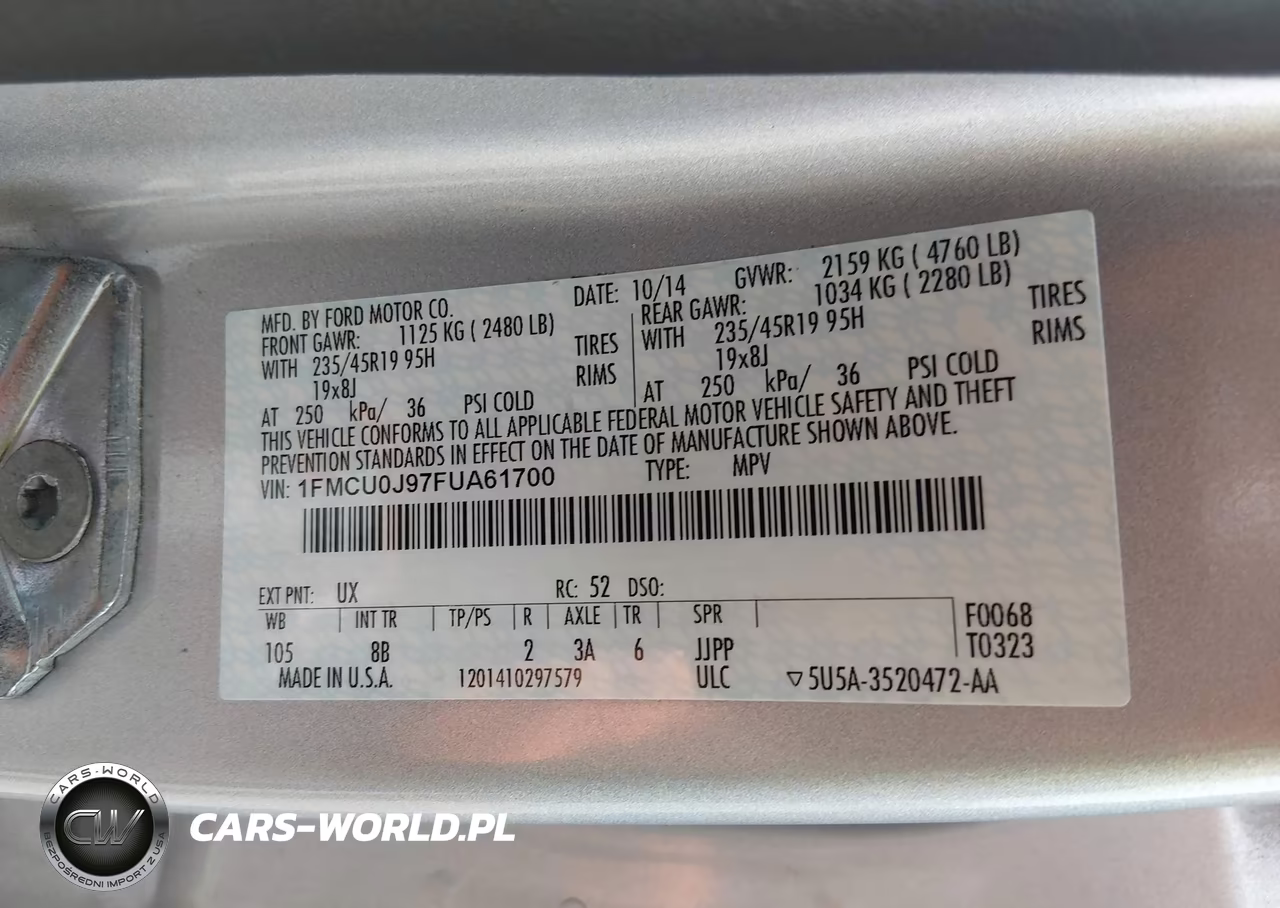 2015 Ford Escape Titanium VIN:1FMCU0J97FUA61700 - 9
