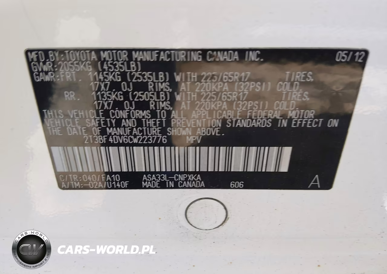 2012 Toyota Rav4 VIN:2T3BF4DV6CW223776 - 9