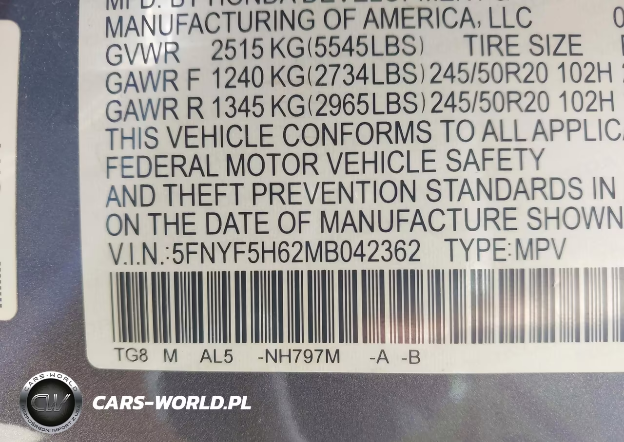 2021 Honda Pilot 2Wd Touring 7 Passenger VIN:5FNYF5H62MB042362 - 9