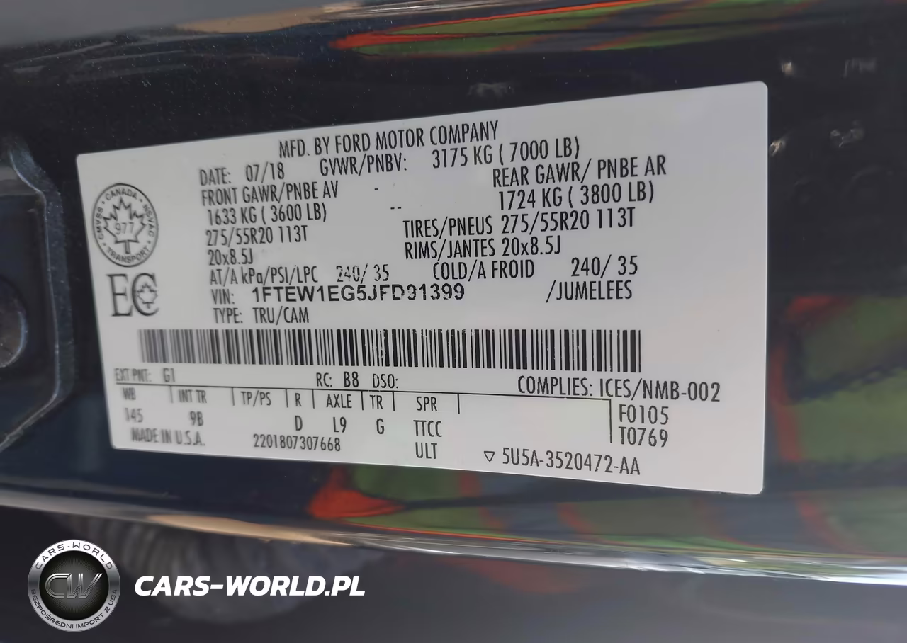 2018 Ford F-150 Platinum VIN:1FTEW1EG5JFD91399 - 9