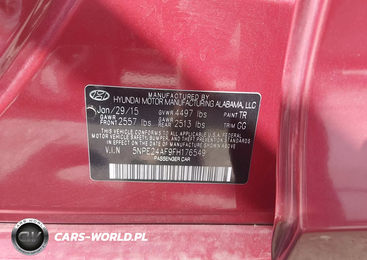 2015 Hyundai Sonata Se VIN:5NPE24AF9FH176549 - 9
