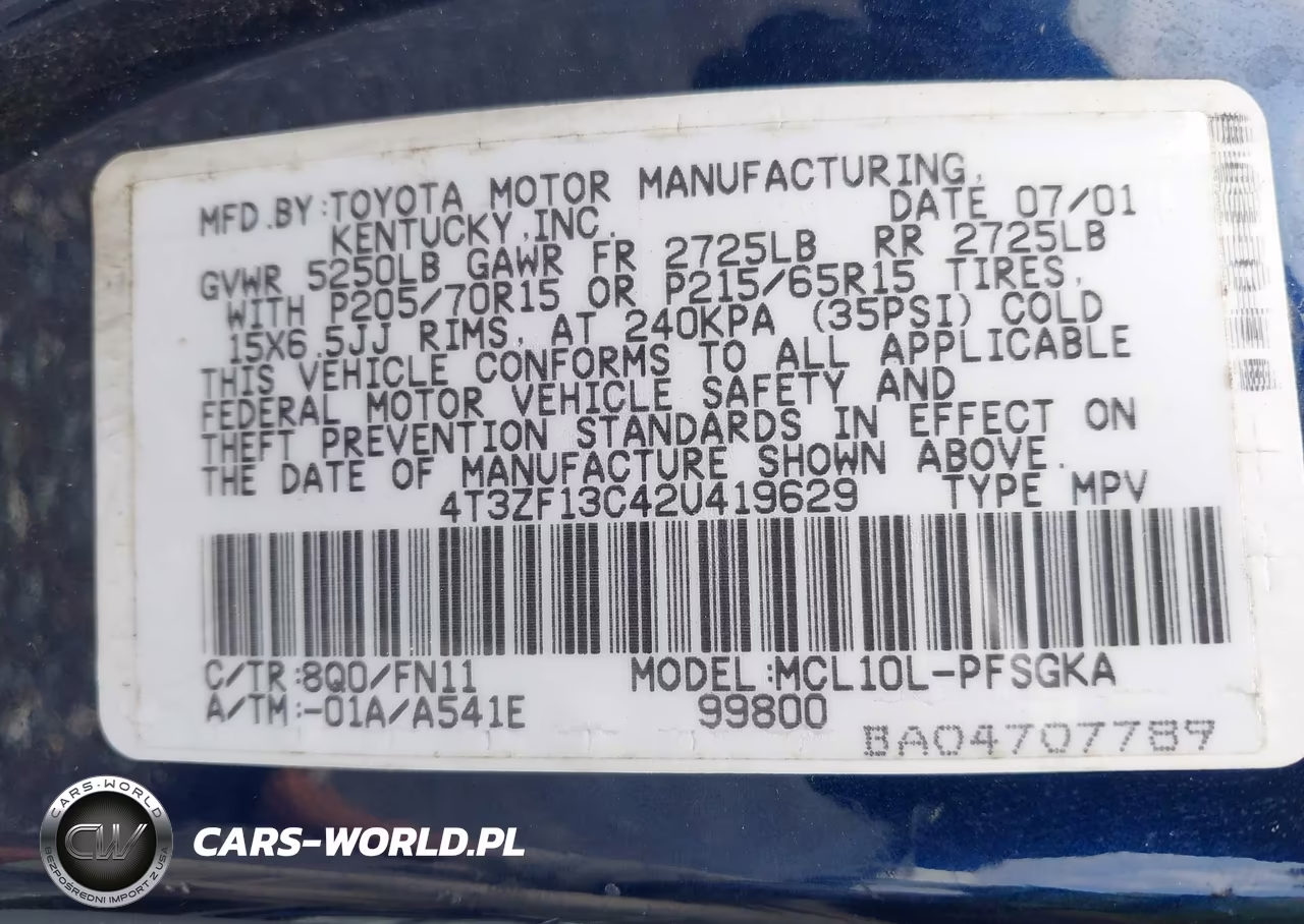 2002 Toyota Sienna Le VIN:4T3ZF13C42U419629 - 9