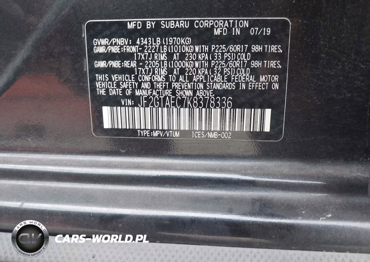 2019 Subaru Crosstrek 2.0I Premium VIN:JF2GTAEC7K8378336 - 9
