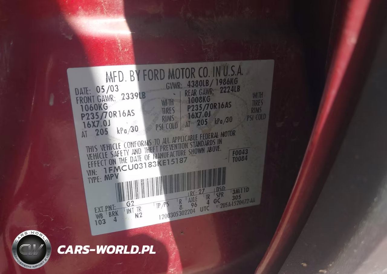 2003 Ford Escape Xlt VIN:1FMCU03183KE15187 - 9