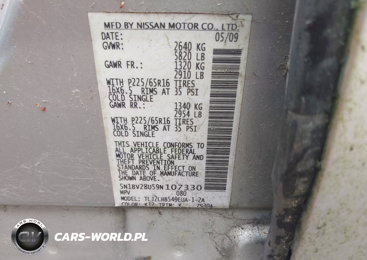 2009 Nissan Quest 3.5 S VIN:5N1BV28U59N107330 - 9