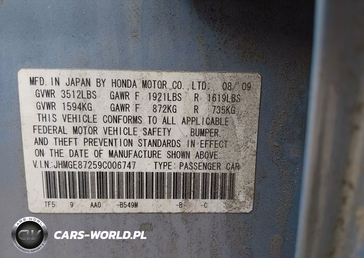 2009 Honda Fit VIN:JHMGE87259C006747 - 9