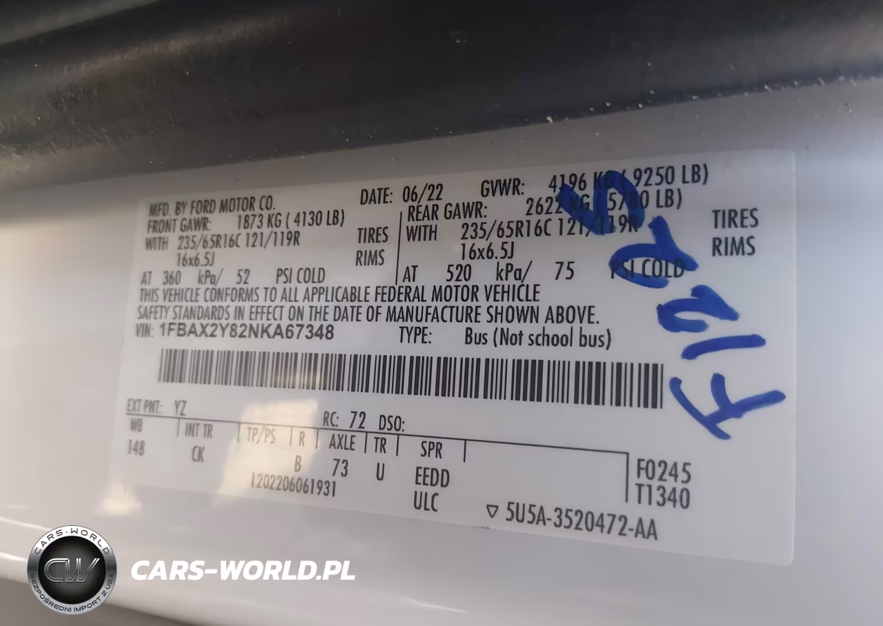 2022 Ford Transit-350 Passenger Van Xlt VIN:1FBAX2Y82NKA67348 - 9