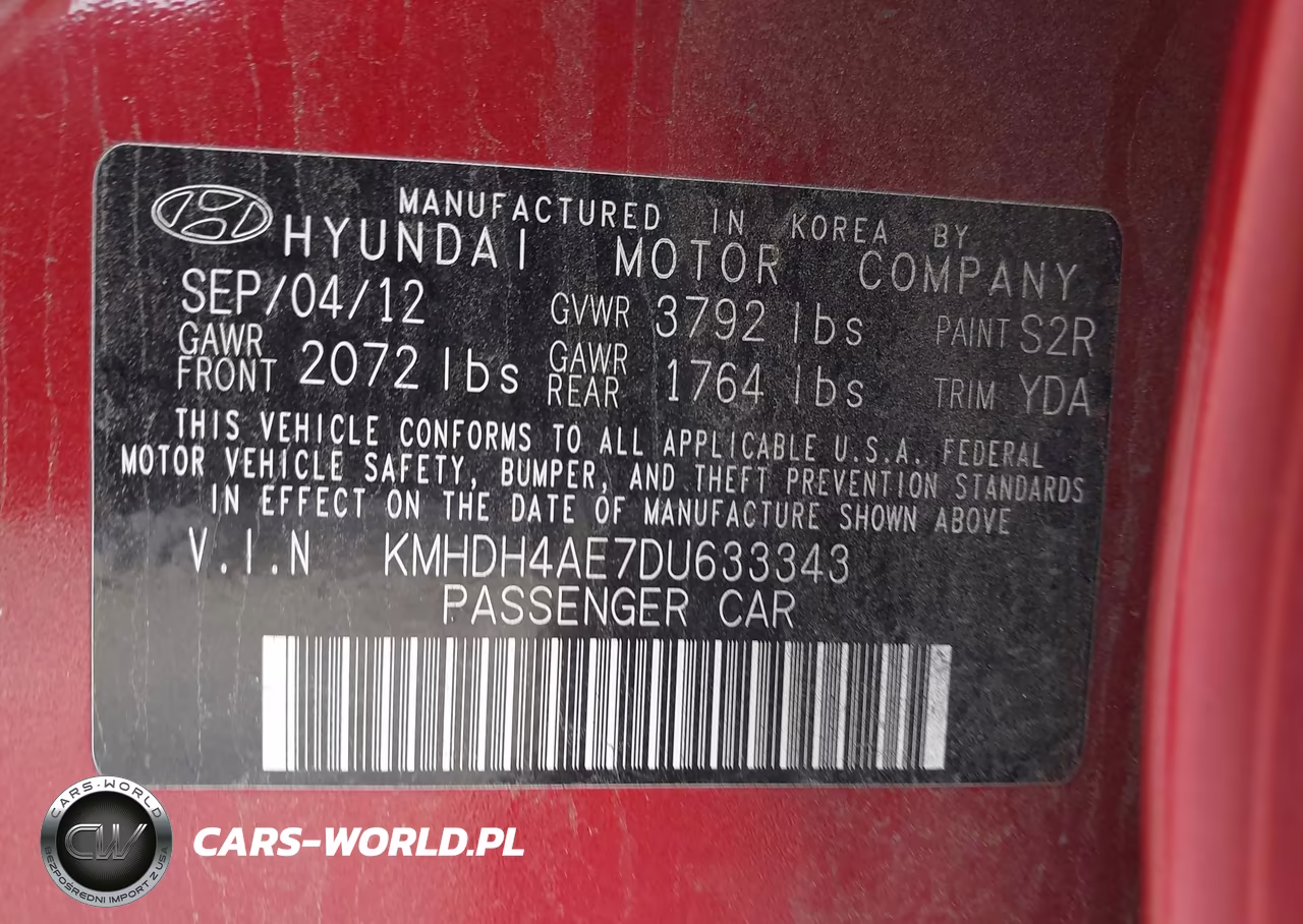 2013 Hyundai Elantra Gls VIN:KMHDH4AE7DU633343 - 9