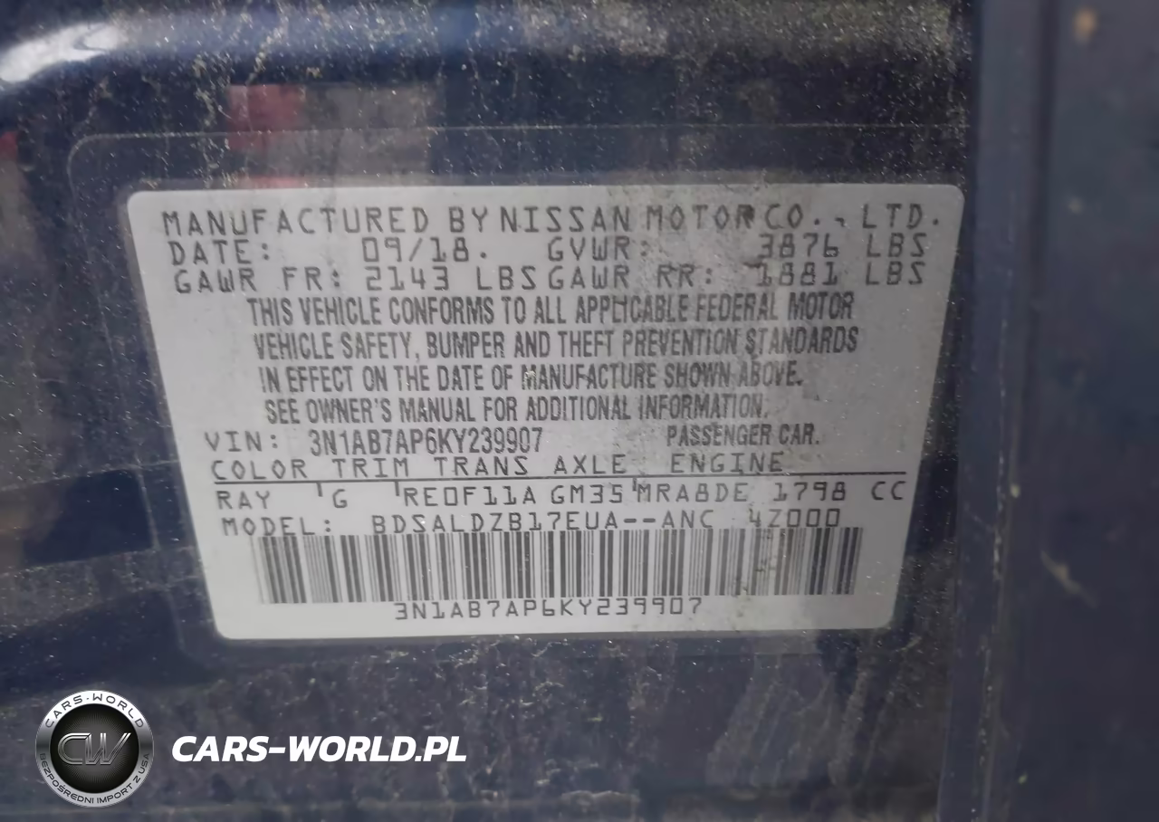 2019 Nissan Sentra Sv VIN:3N1AB7AP6KY239907 - 9