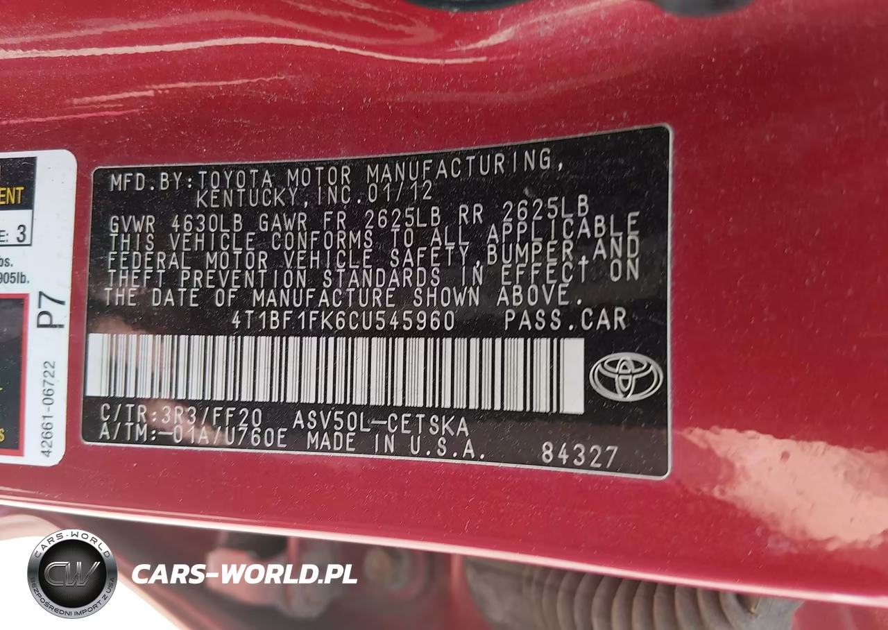 2012 Toyota Camry Se VIN:4T1BF1FK6CU545960 - 9