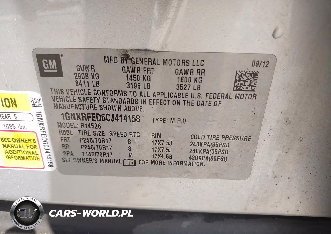 2012 Chevrolet Traverse Ls VIN:1GNKRFED6CJ414158 - 9