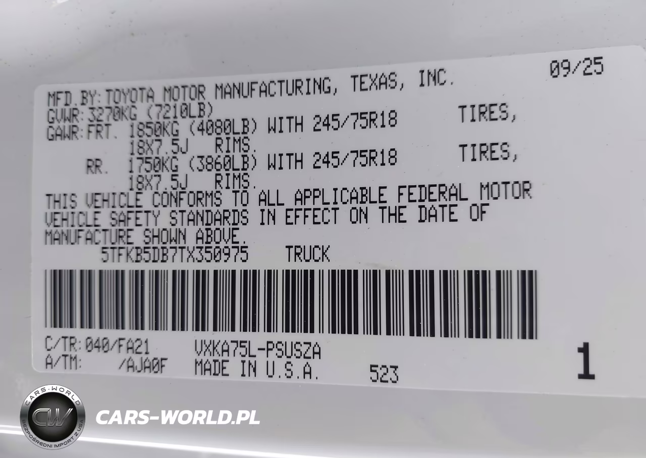 2026 Toyota Tundra Sr Crewmax 5.5' Bed VIN:5TFKB5DB7TX350975 - 9