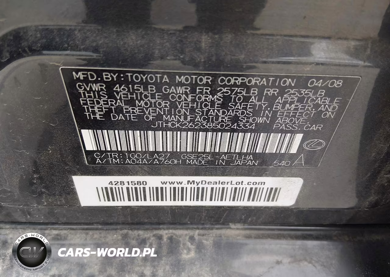 2008 Lexus Is 250 VIN:JTHCK262385024334 - 9
