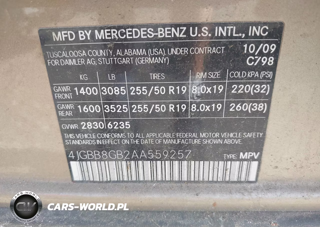 2010 Mercedes-Benz Ml 350 4Matic VIN:4JGBB8GB2AA559257 - 9