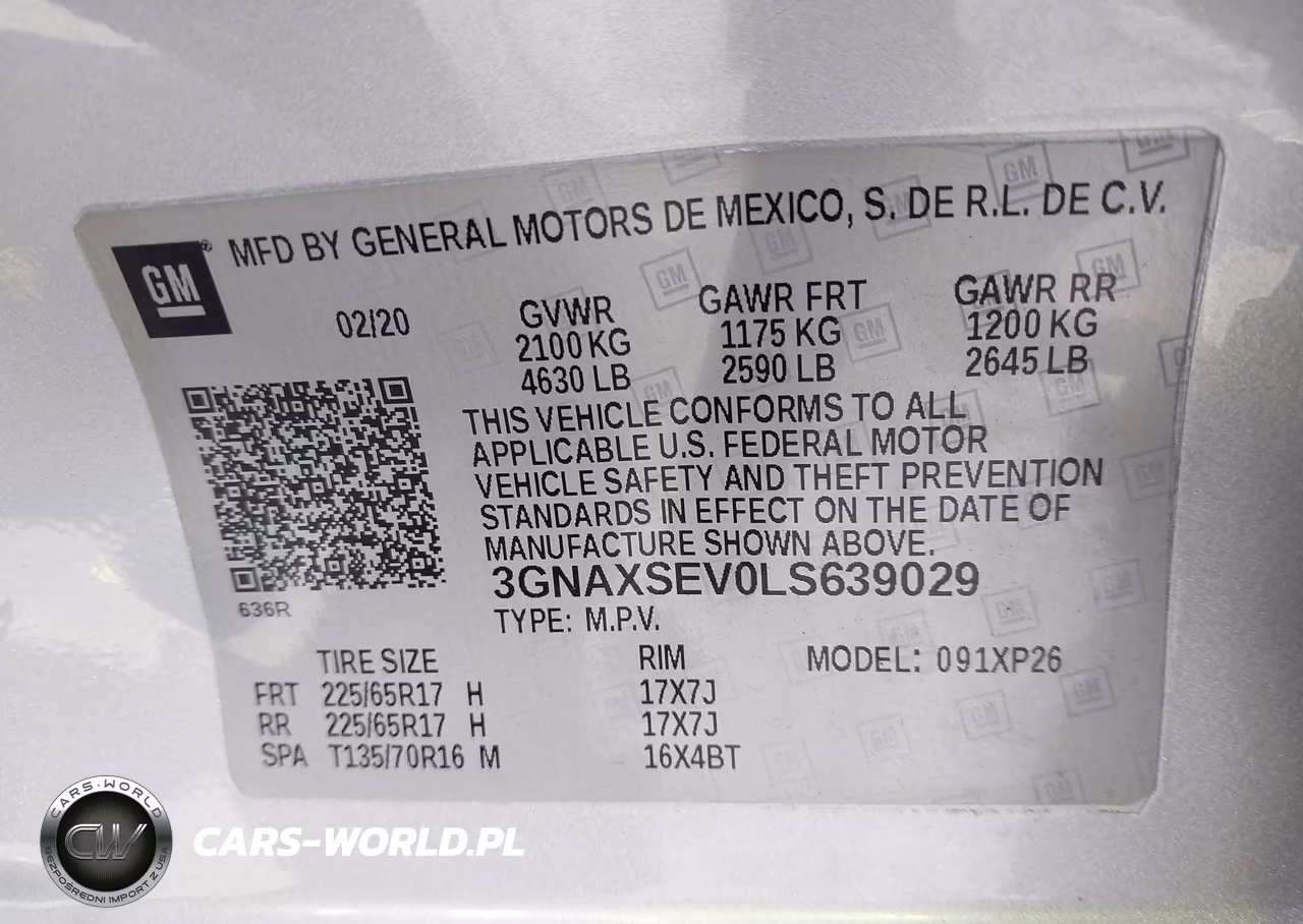 2020 Chevrolet Equinox Awd Ls VIN:3GNAXSEV0LS639029 - 9