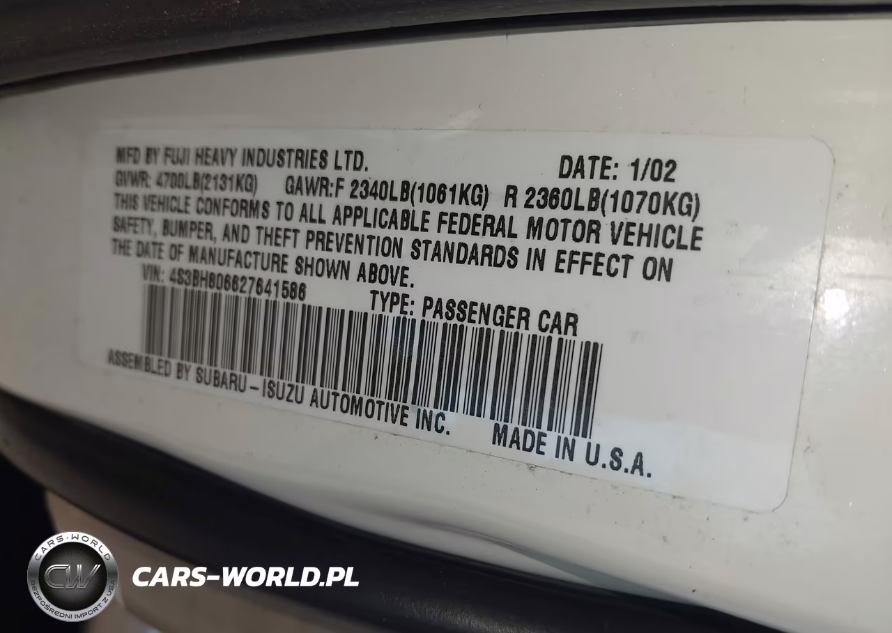2002 Subaru Outback H6-3.0 L.l. Bean Edition VIN:4S3BH806627641586 - 9