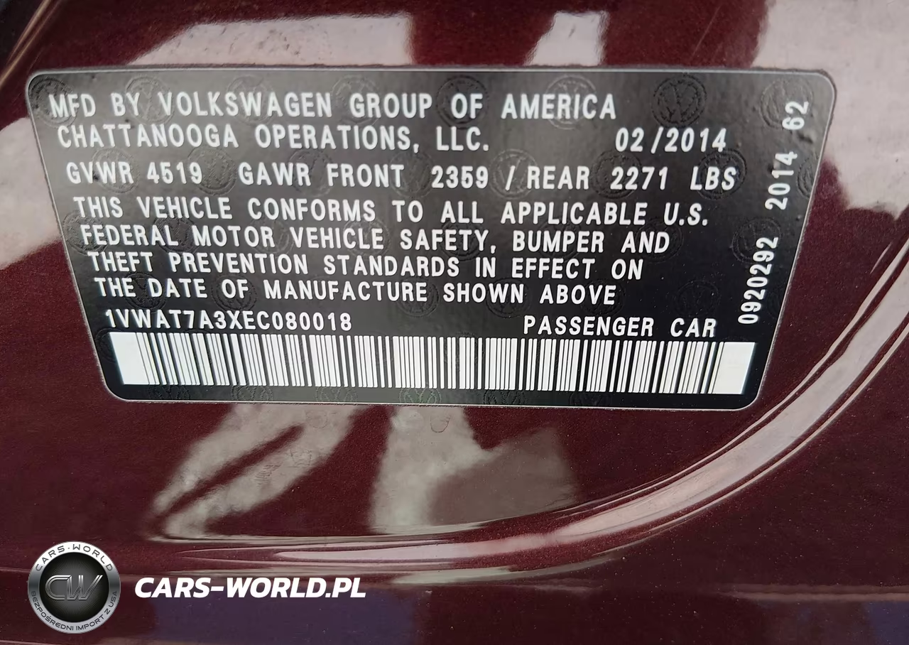 2014 Volkswagen Passat 1.8T Wolfsburg Edition VIN:1VWAT7A3XEC080018 - 9