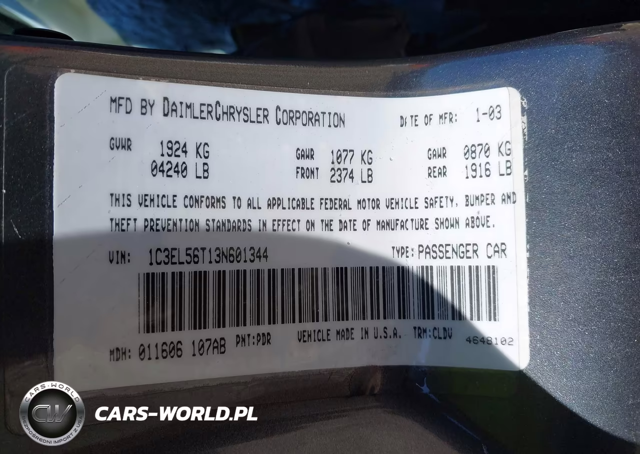 2003 Chrysler Sebring Lxi VIN:1C3EL56T13N601344 - 9