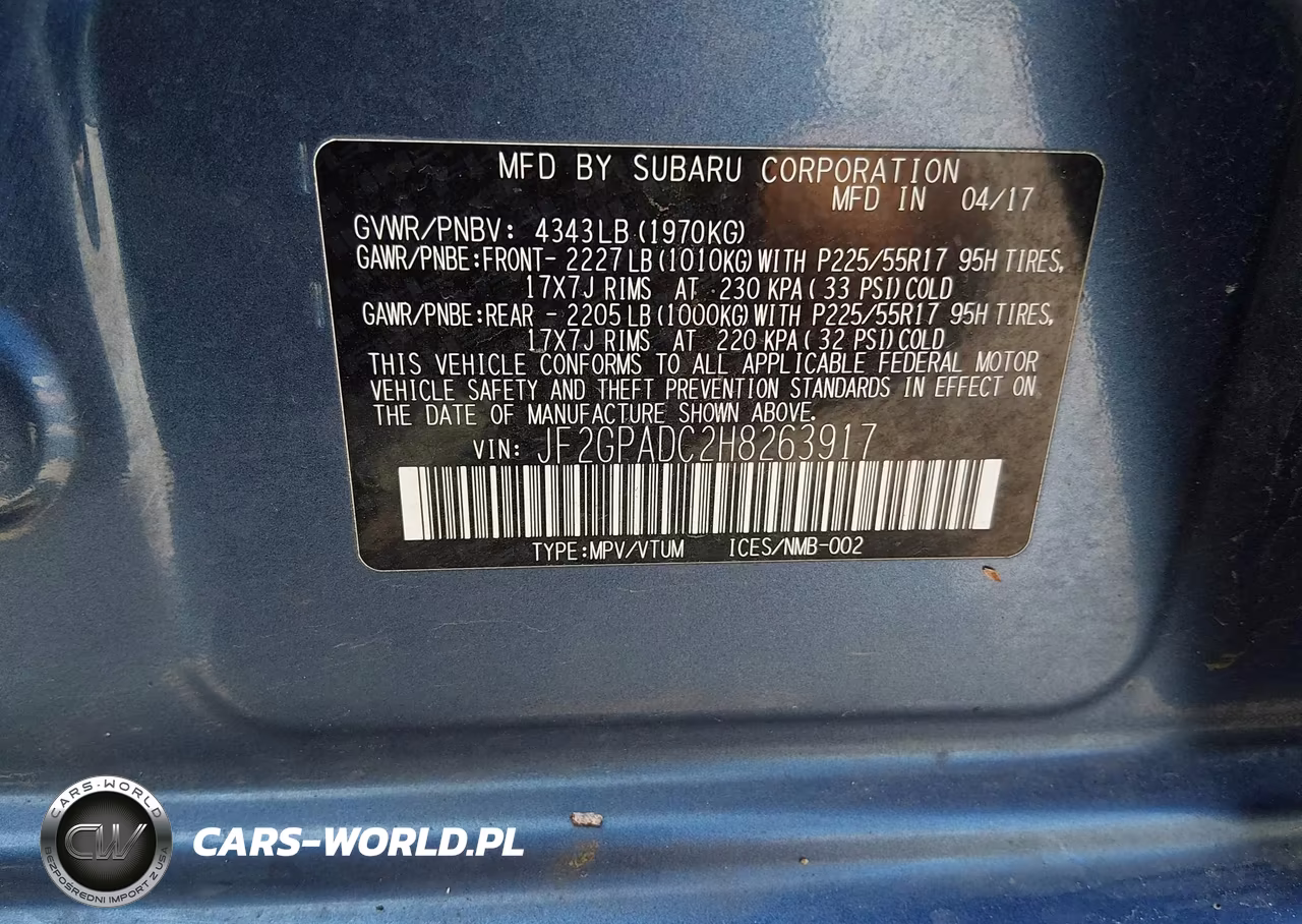 2017 Subaru Crosstrek 2.0I Premium VIN:JF2GPADC2H8263917 - 9