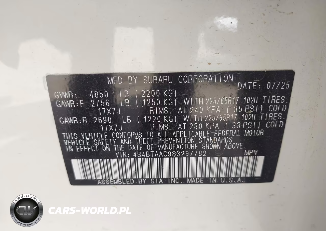 2025 Subaru Outback VIN:4S4BTAAC9S3297782 - 9