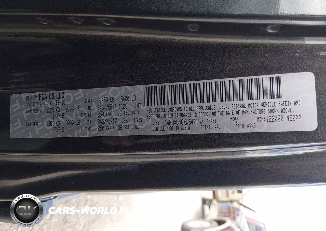 2019 Jeep Wrangler Unlimited Sport S 4X4 VIN:1C4HJXDN6KW547157 - 9