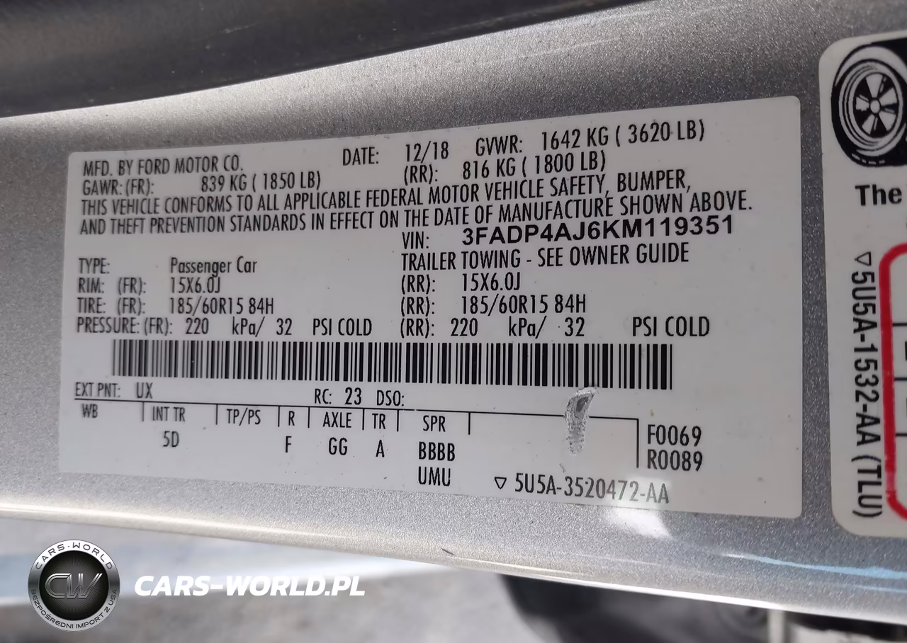 2019 Ford Fiesta S VIN:3FADP4AJ6KM119351 - 9