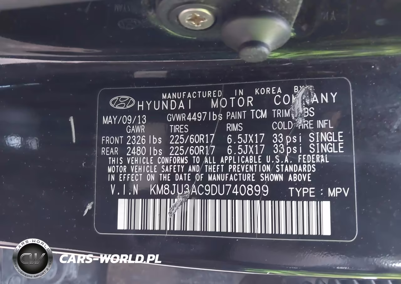 2013 Hyundai Tucson Gls VIN:KM8JU3AC9DU740899 - 9