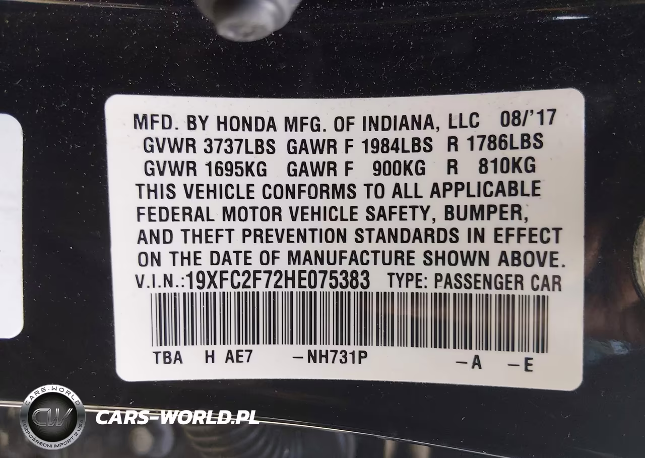 2017 Honda Civic Ex VIN:19XFC2F72HE075383 - 9