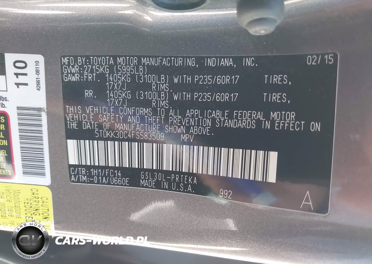 2015 Toyota Sienna Le 8 Passenger VIN:5TDKK3DC4FS583509 - 9