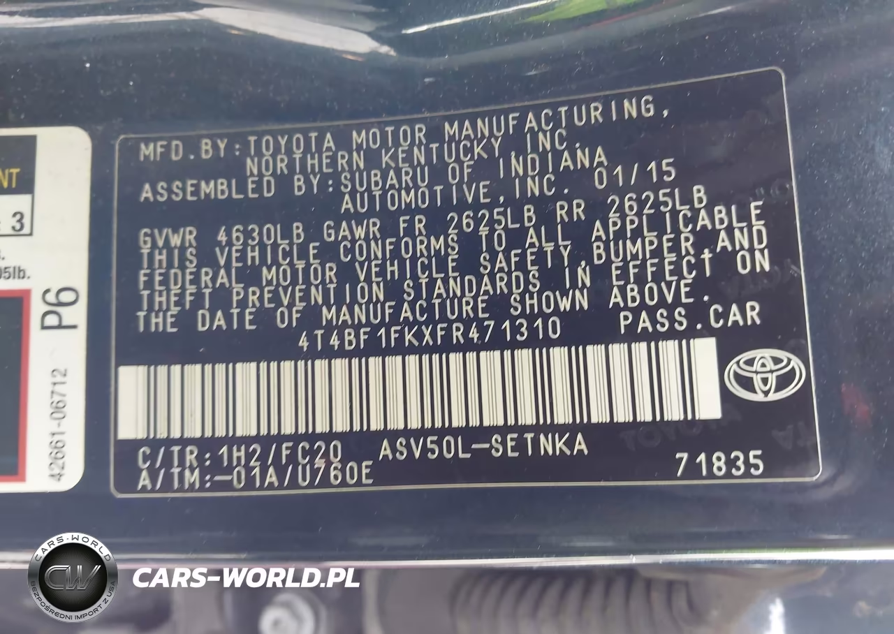 2015 Toyota Camry Le VIN:4T4BF1FKXFR471310 - 9