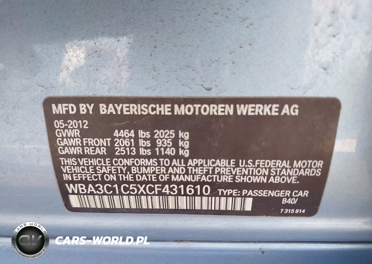 2012 BMW 328I VIN:WBA3C1C5XCF431610 - 9