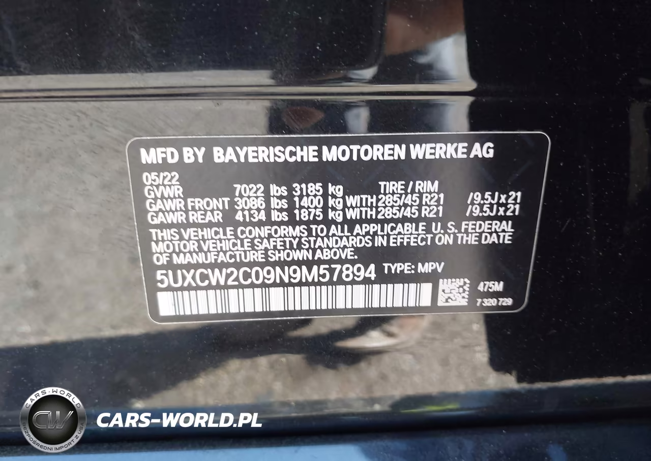 2022 BMW X7 xDrive40I VIN:5UXCW2C09N9M57894 - 9