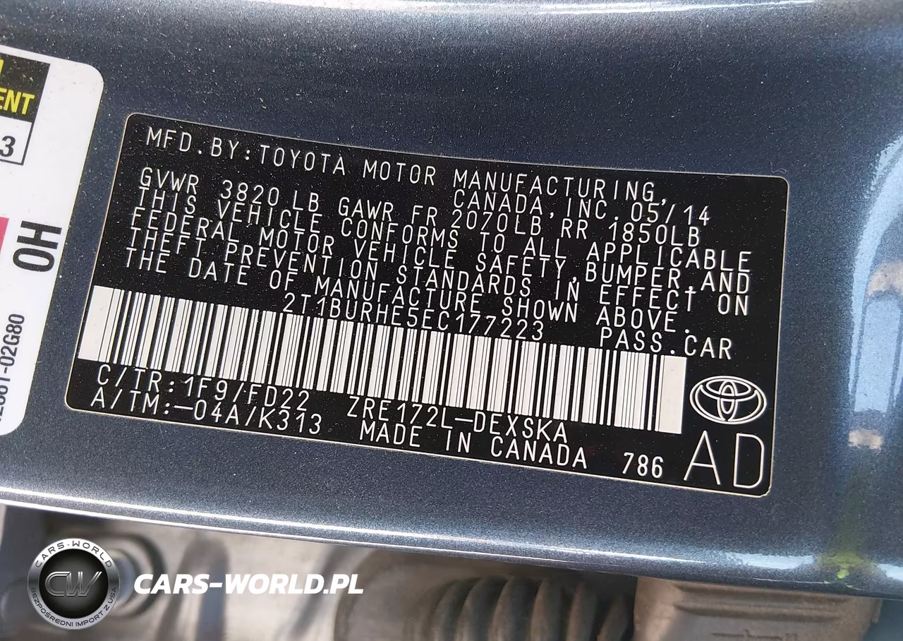 2014 Toyota Corolla S Plus VIN:2T1BURHE5EC177223 - 9
