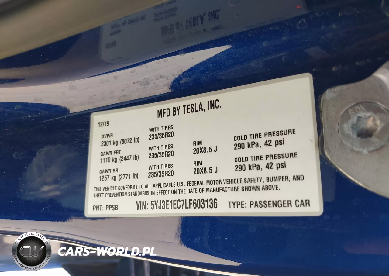 2020 Tesla Model 3 Performance Dual Motor All-Wheel Drive VIN:5YJ3E1EC7LF603136 - 9