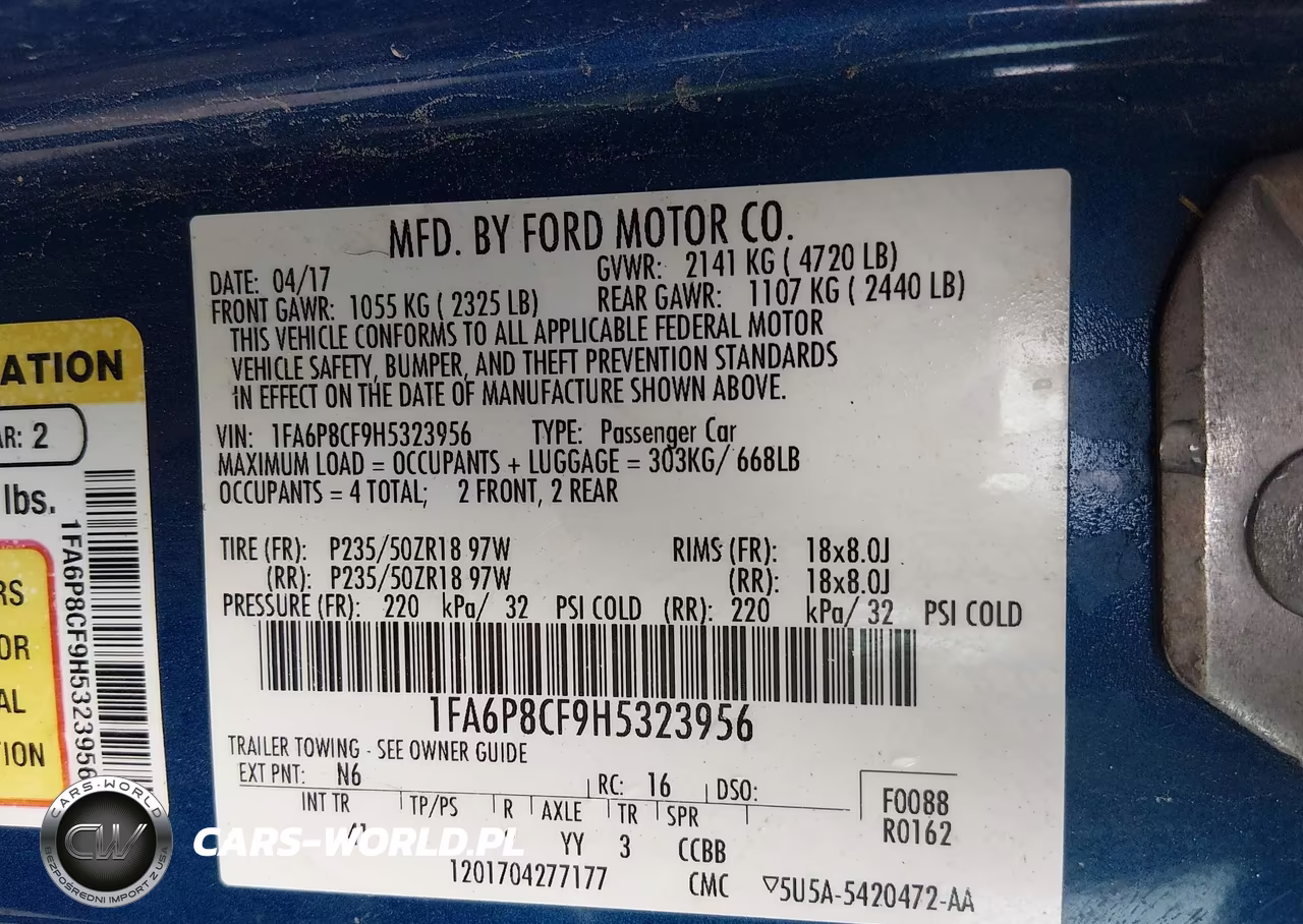 2017 Ford Mustang Gt Premium VIN:1FA6P8CF9H5323956 - 9