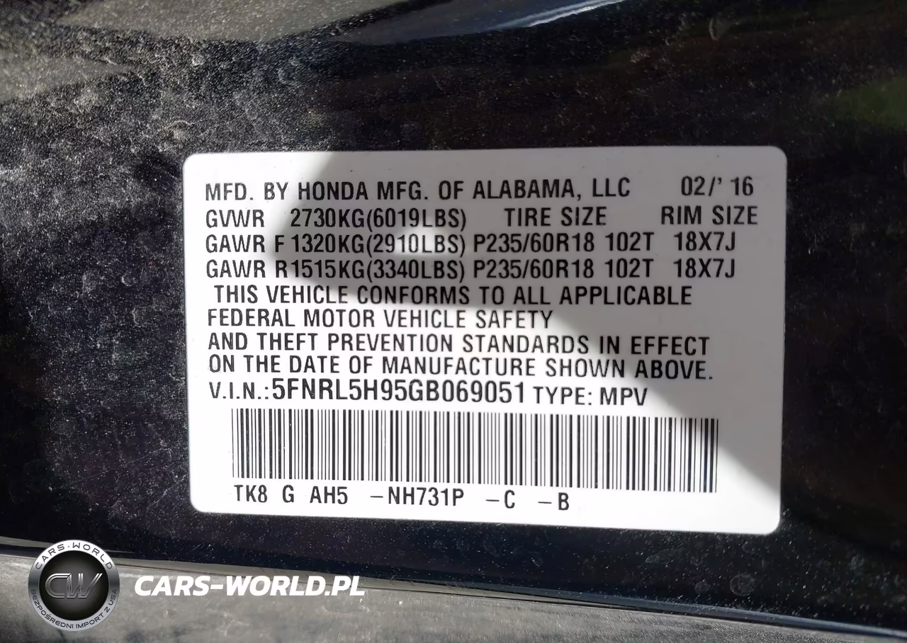 2016 Honda Odyssey Touring-Touring Elite VIN:5FNRL5H95GB069051 - 9