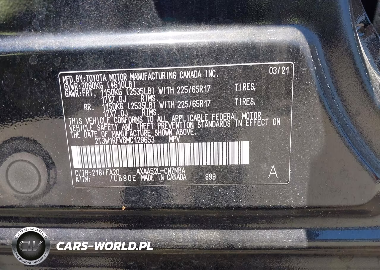 2021 Toyota Rav4 Xle VIN:2T3W1RFV6MC129653 - 9