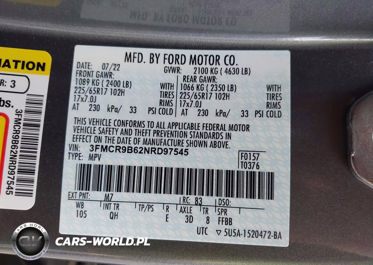 2022 Ford Bronco Sport Big Bend VIN:3FMCR9B62NRD97545 - 9