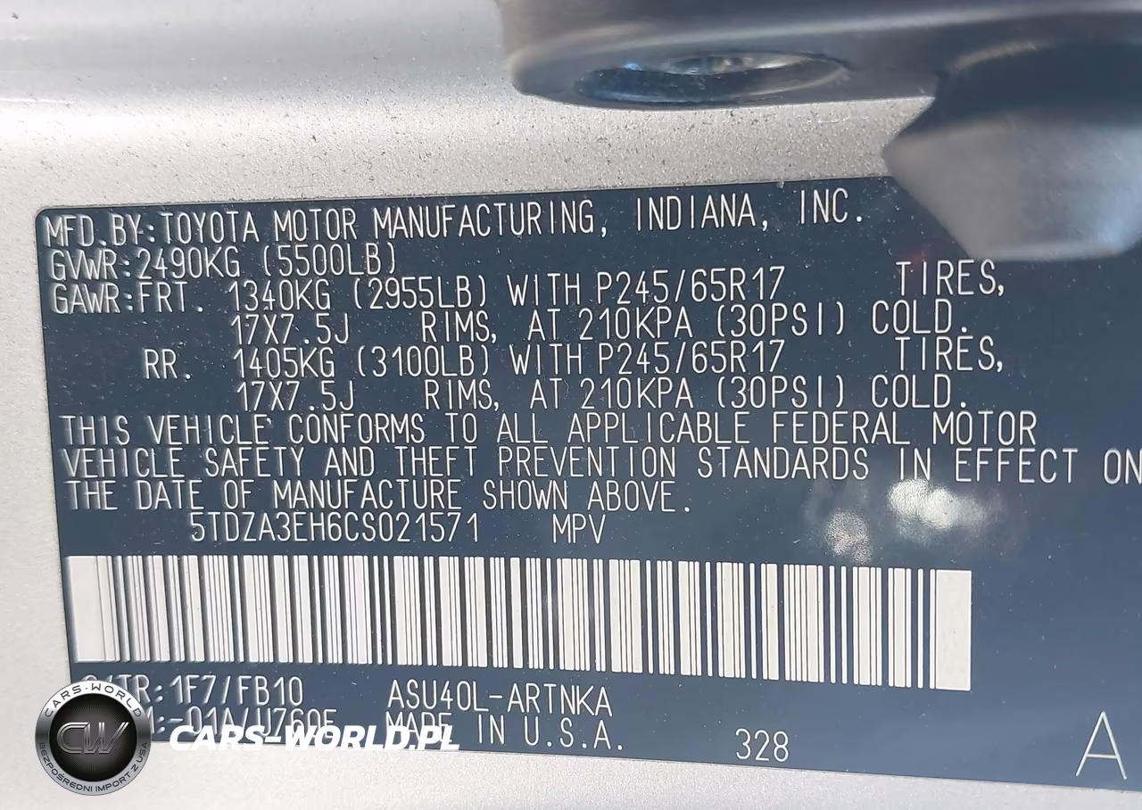 2012 Toyota Highlander VIN:5TDZA3EH6CS021571 - 9