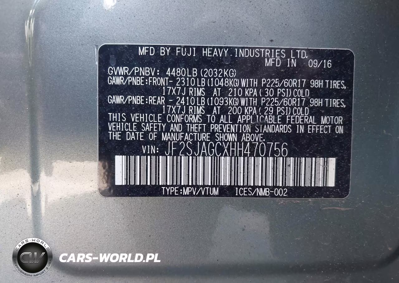 2017 Subaru Forester 2.5I Premium VIN:JF2SJAGCXHH470756 - 9