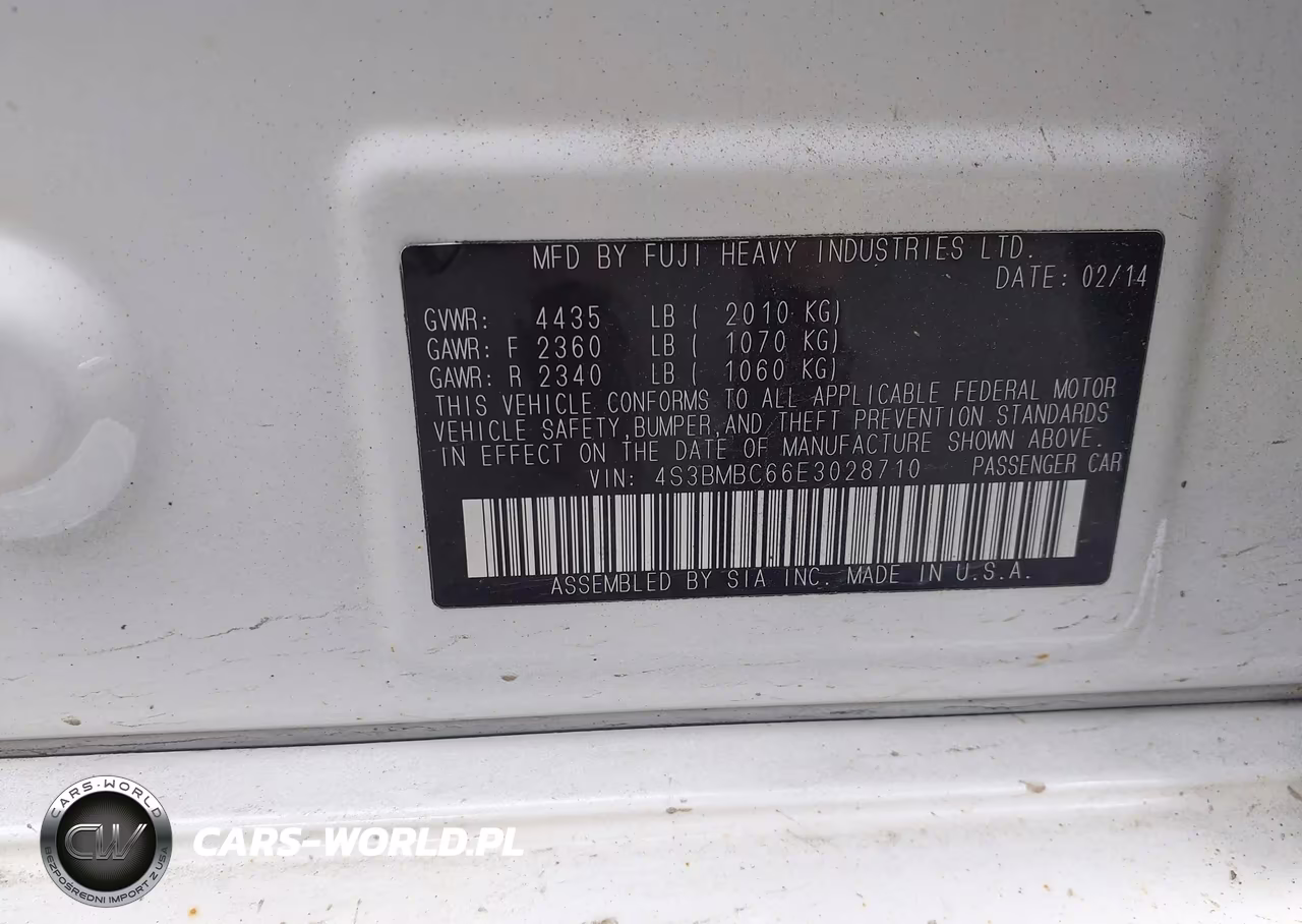 2014 Subaru Legacy 2.5I Premium VIN:4S3BMBC66E3028710 - 9