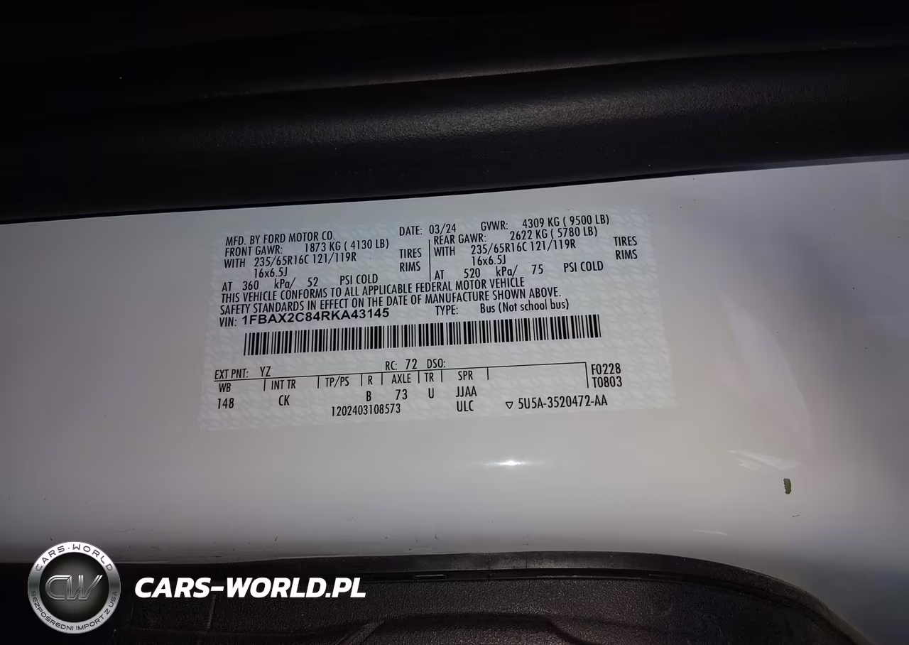 2024 Ford Transit-350 Passenger Van Xlt VIN:1FBAX2C84RKA43145 - 9